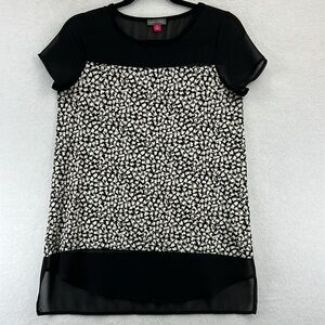 Vince Camuto Women’s Top Size XS Black/White Multimedia Poly/Elastane Like New